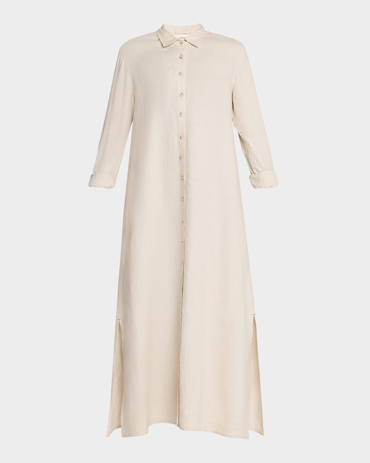 boden linen button-front maxi dress