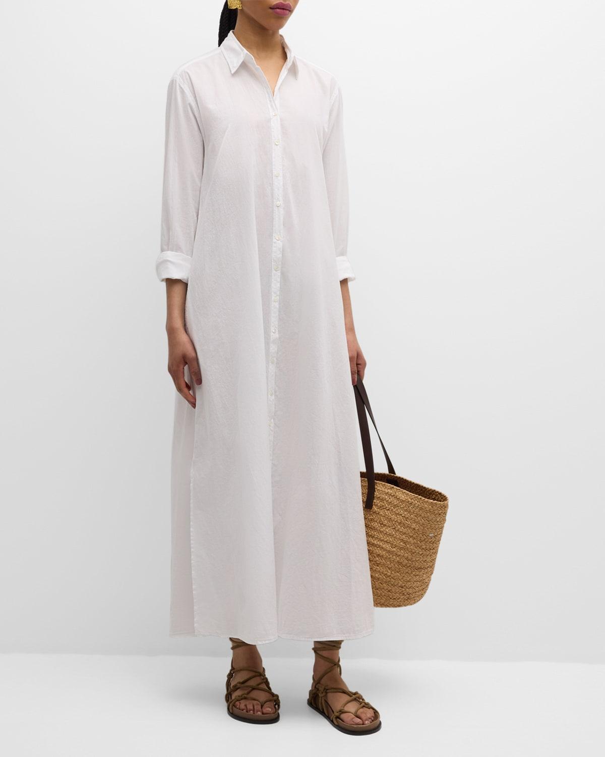 boden side-slit trapeze cotton maxi shirtdress