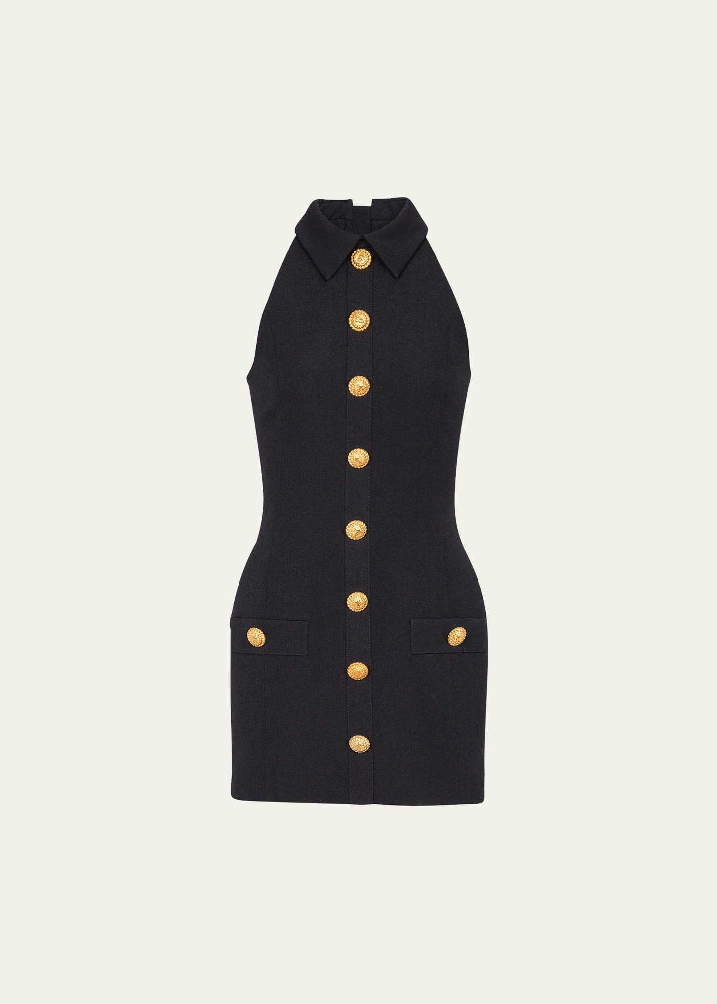 body-con buttoned wool mini dres