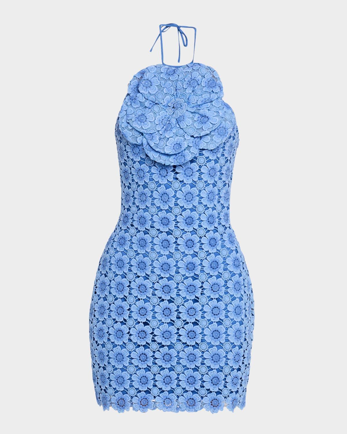 bodycon floral lace halter mini dress