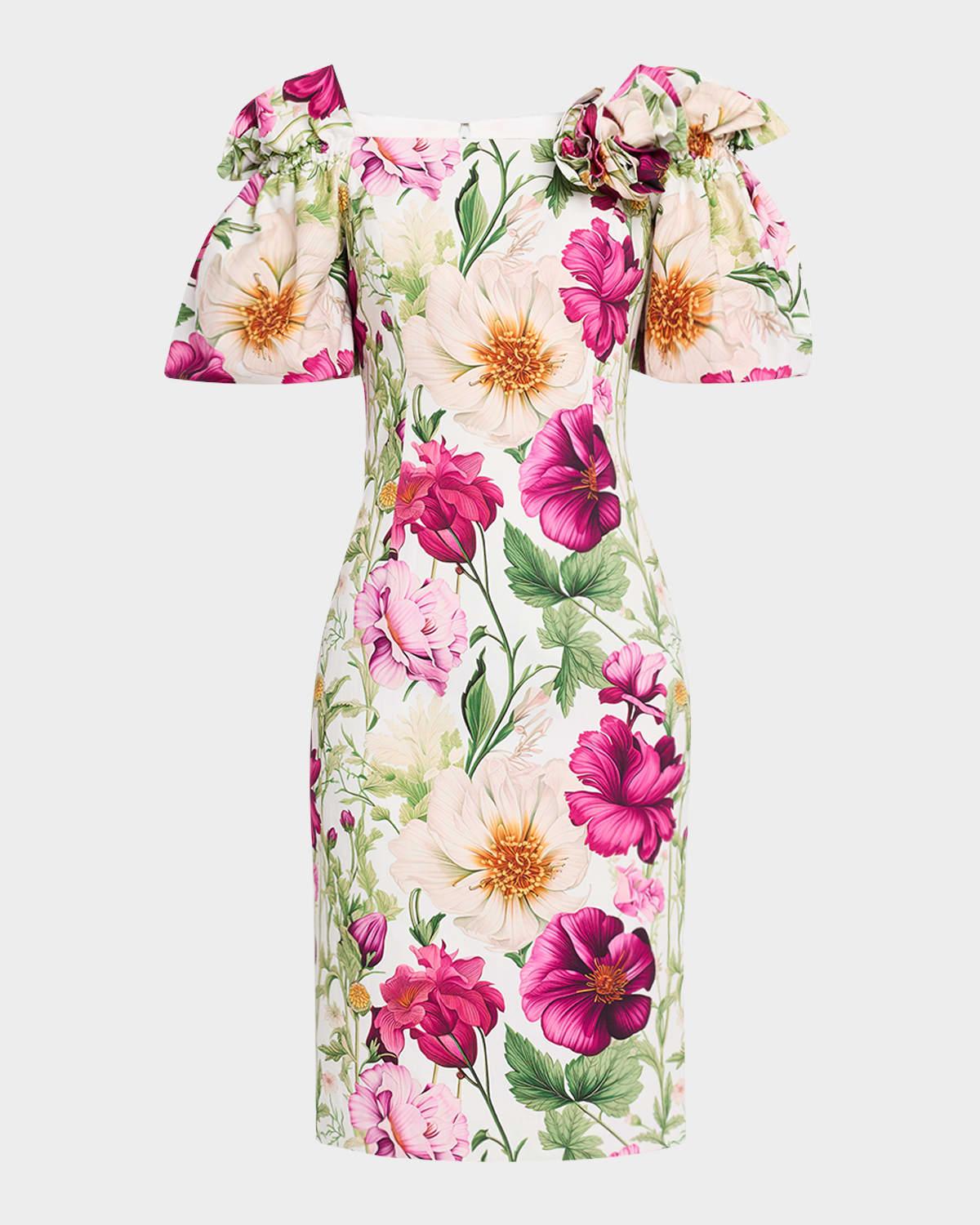 bodycon floral-print cotton dress