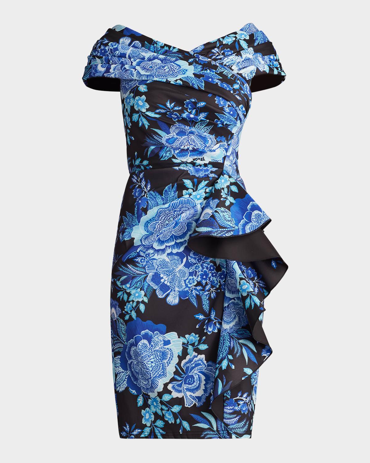 bodycon floral-print ruffle dress