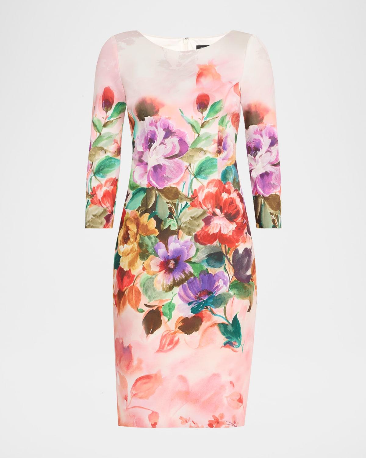 bodycon floral-print scuba dress