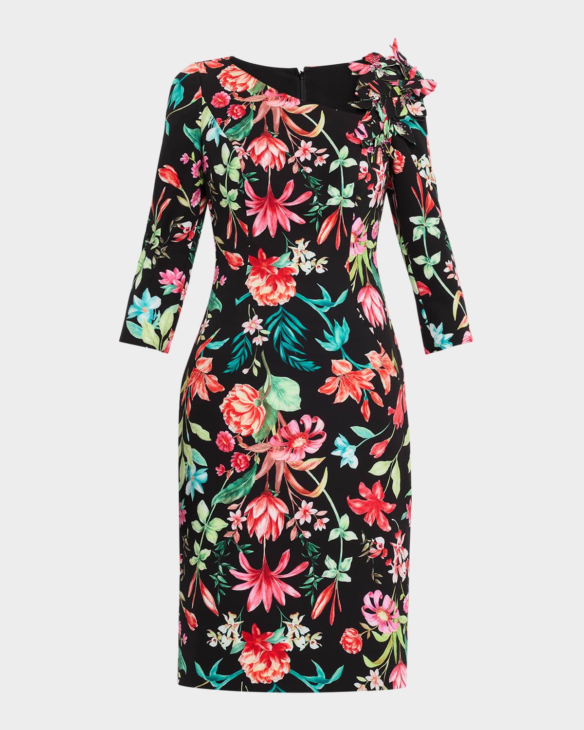 bodycon floral-print scuba dress