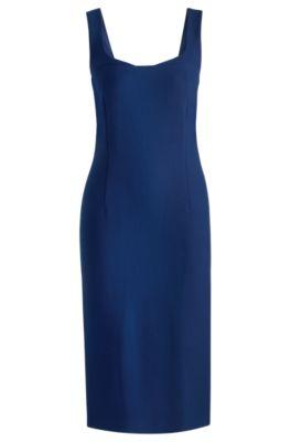 bodycon midi dress in stretch fabric- light blue women's business dresses