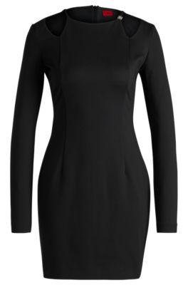 bodycon mini dress with cut-out details- black women's day dresses