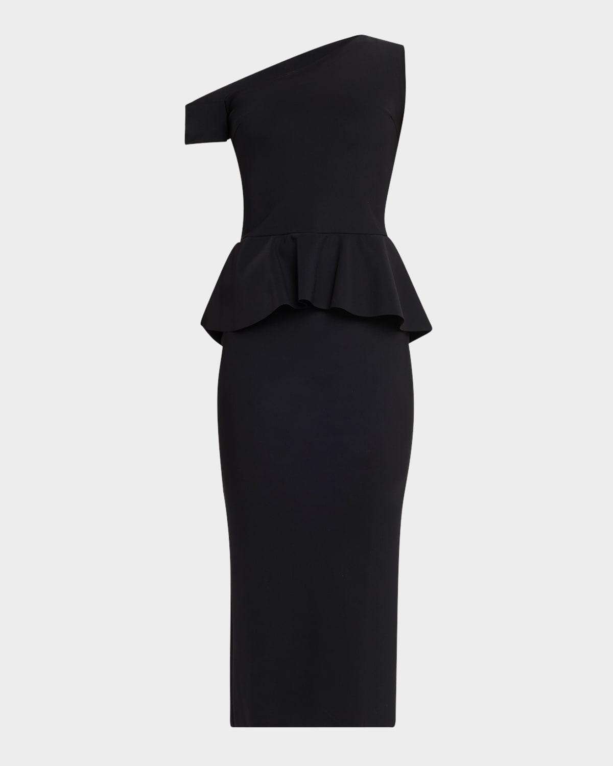 bodycon one-shoulder peplum midi dress