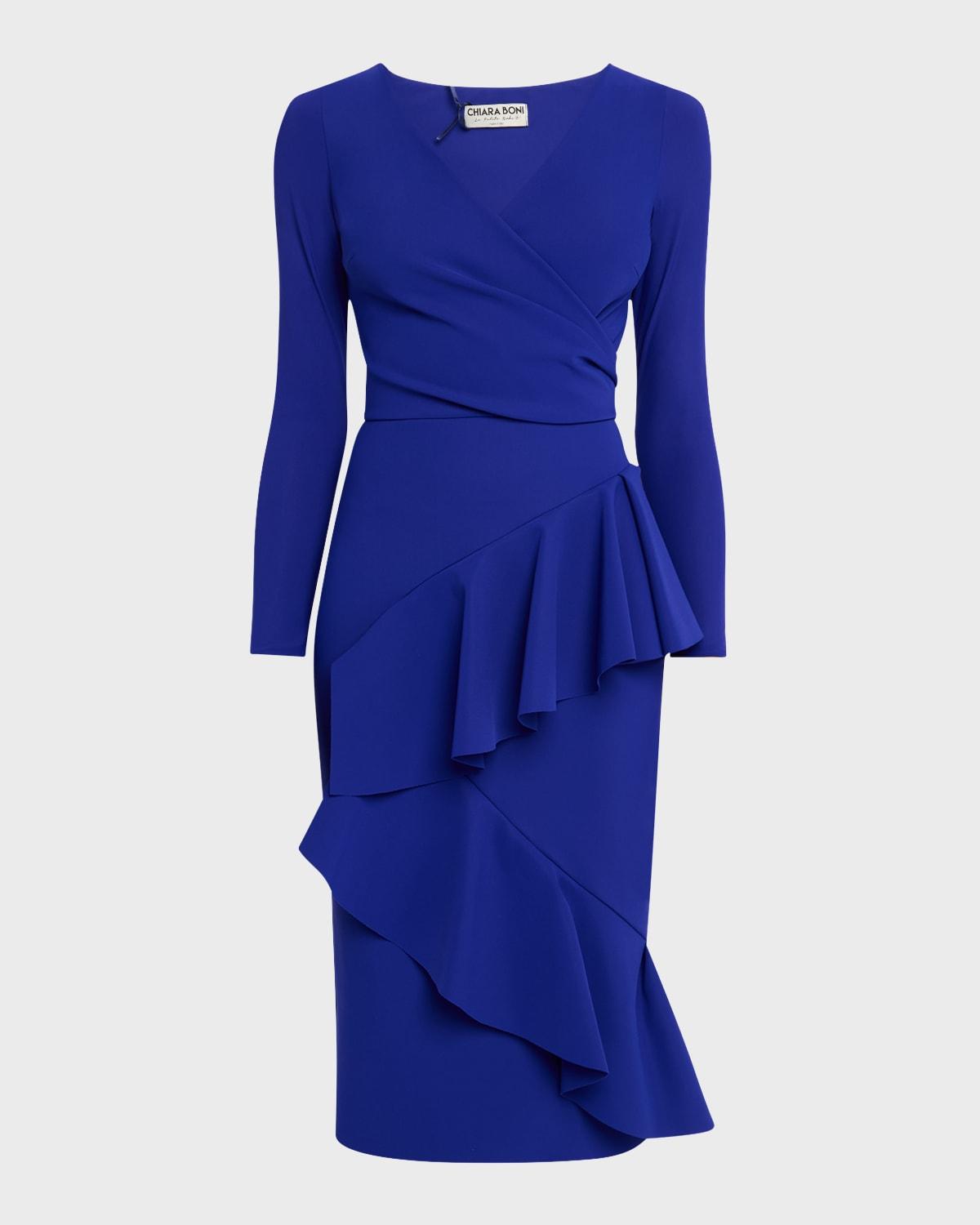 bodycon ruffle midi dress
