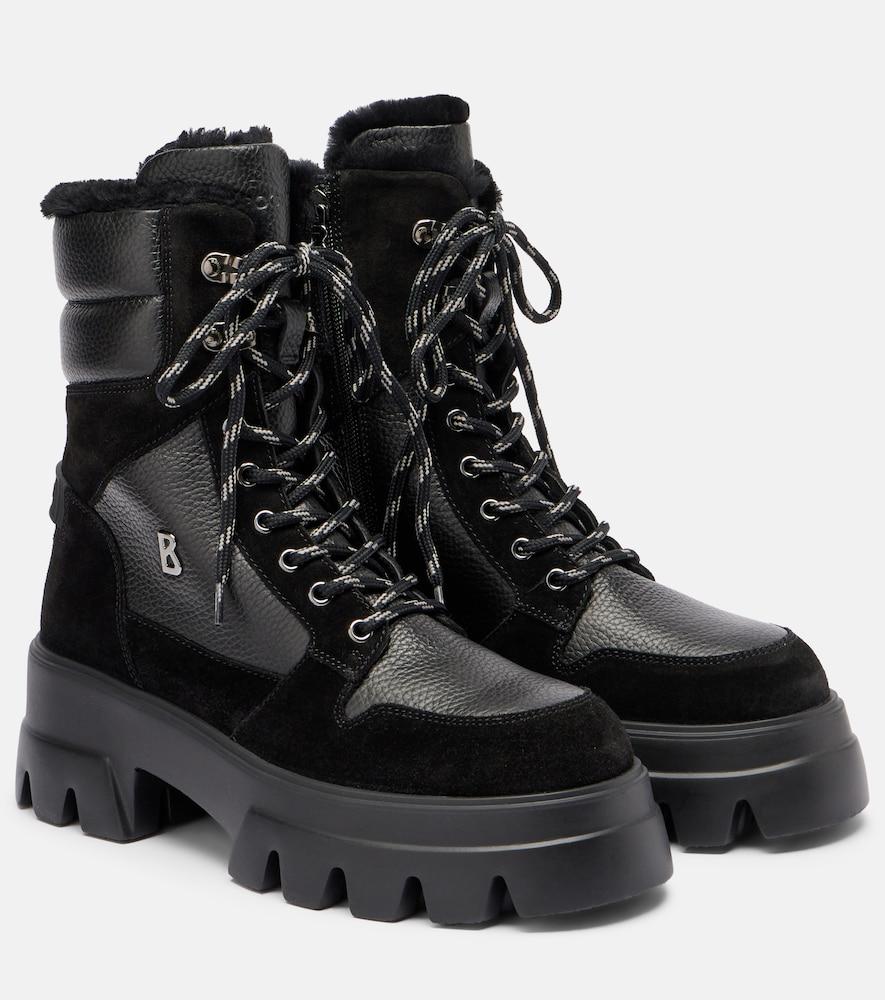 bogner sapporo suede and leather combat boots