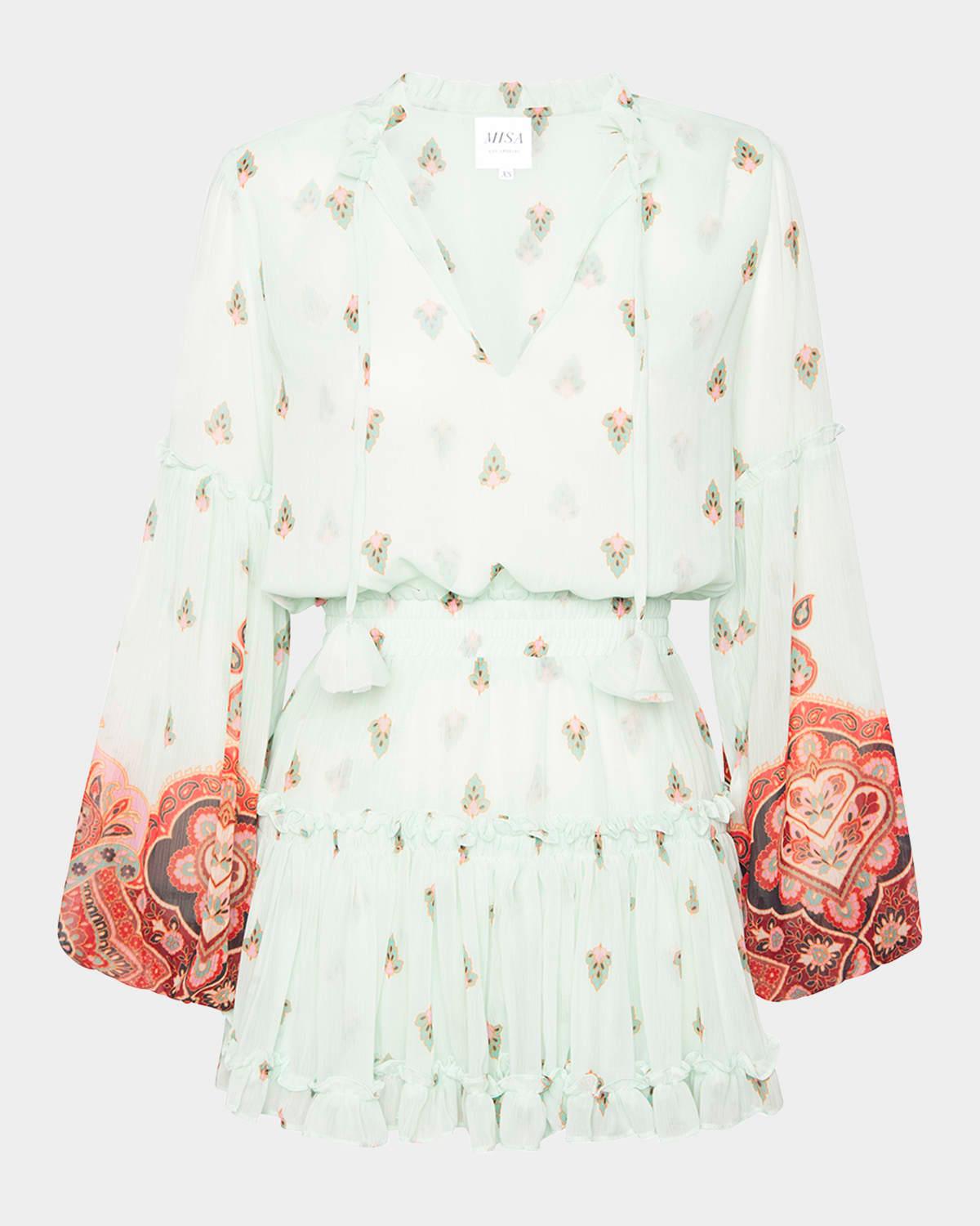 bohemian border chiffon elisabetta mini dress