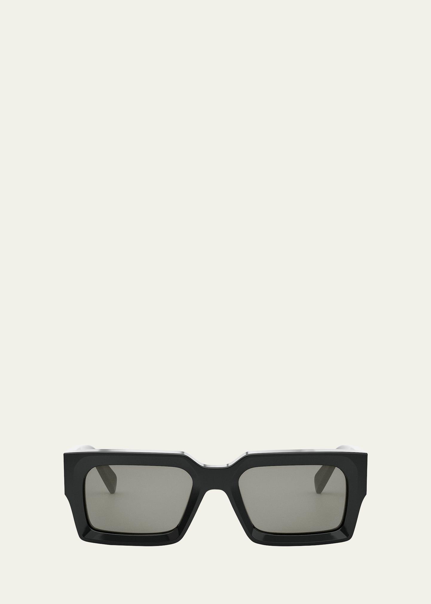bold 3 dots beveled acetate rectangle sunglasses