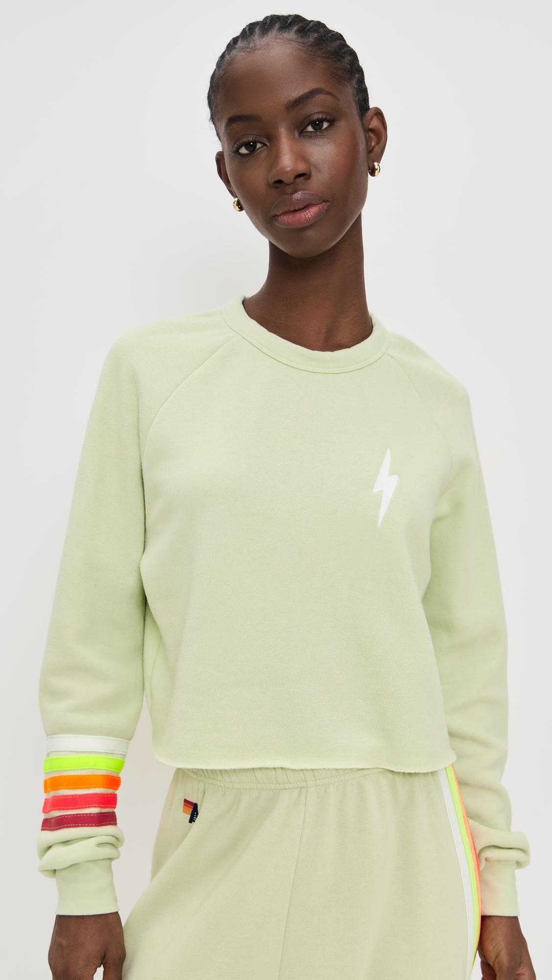 bolt rugby stitch cropped crew sweatshirt