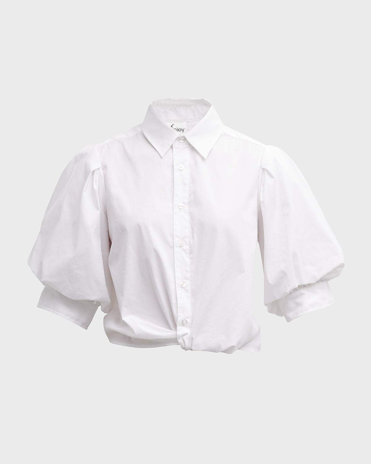 bomba button-down twist-front poplin shirt