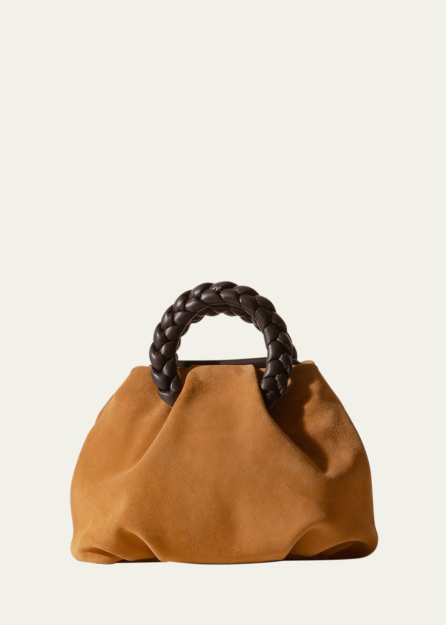 bombon medium braided suede top-handle bag
