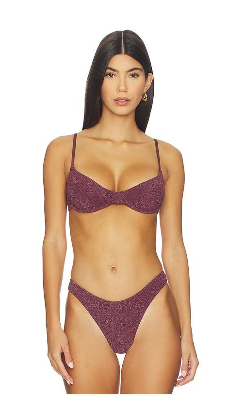bond eye gracie balconette bikini top in wine.