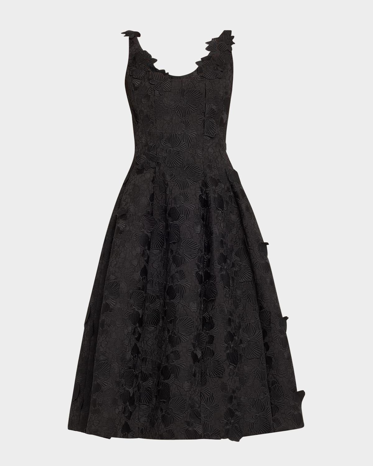 bonded orchids guipure midi dress