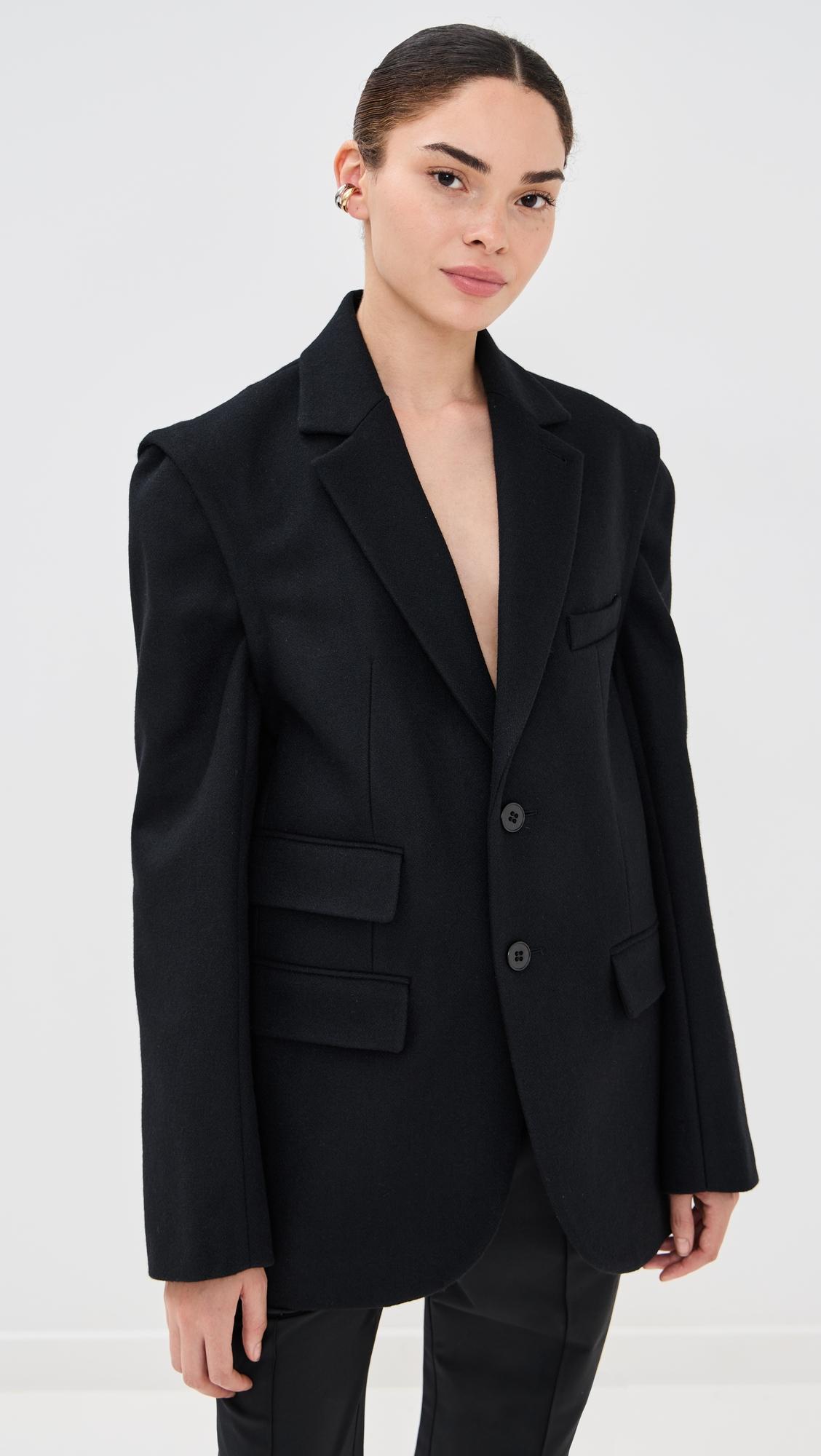 bonded recycled felted wool convertible blazer