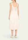 bonded satin flower midi dress