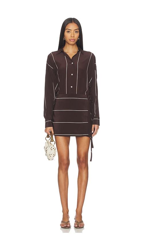 bondi born orta silk mini dress in brown.