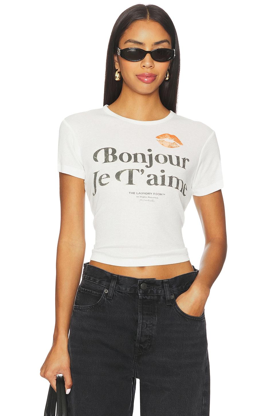 bonjour je t'aime baby tee