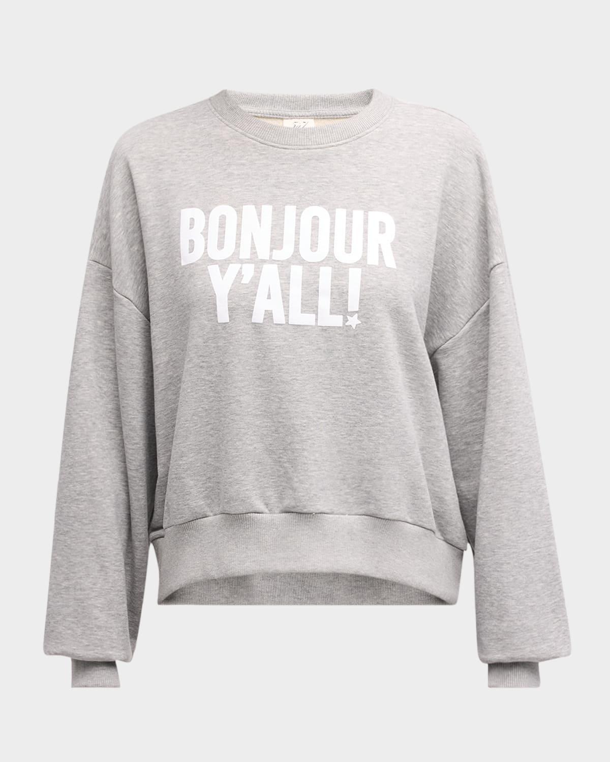 bonjour y'all drop-shoulder cotton sweatshirt