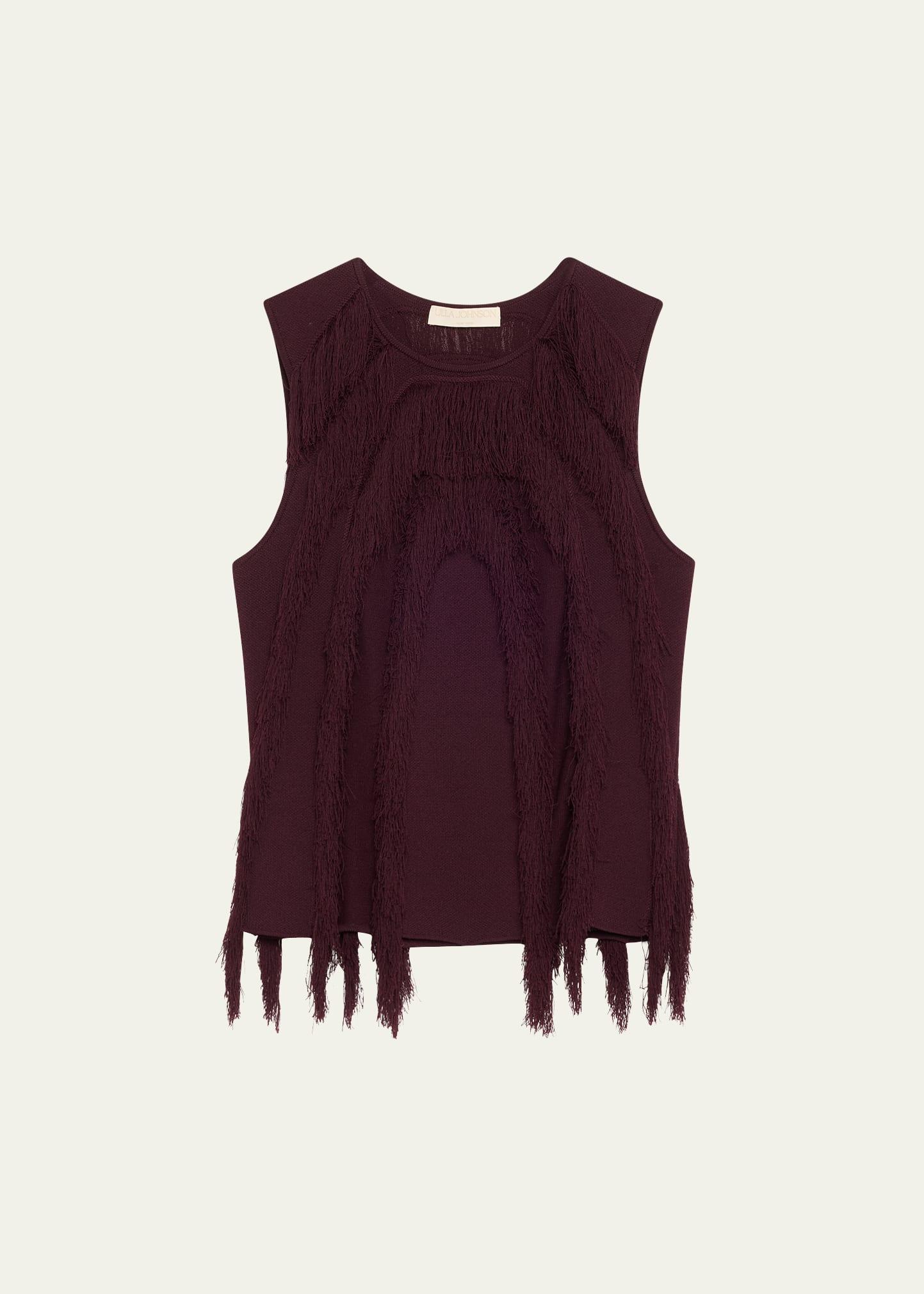 bonnie sleeveless fringe knit top