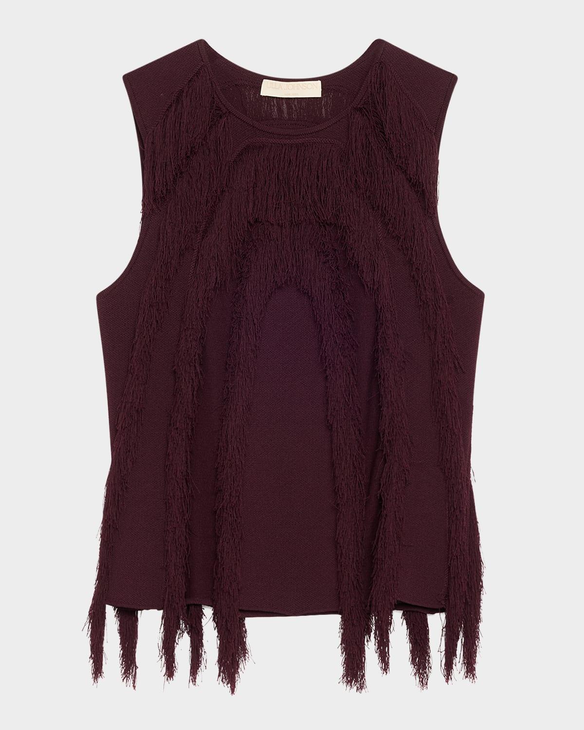 bonnie sleeveless fringe knit top