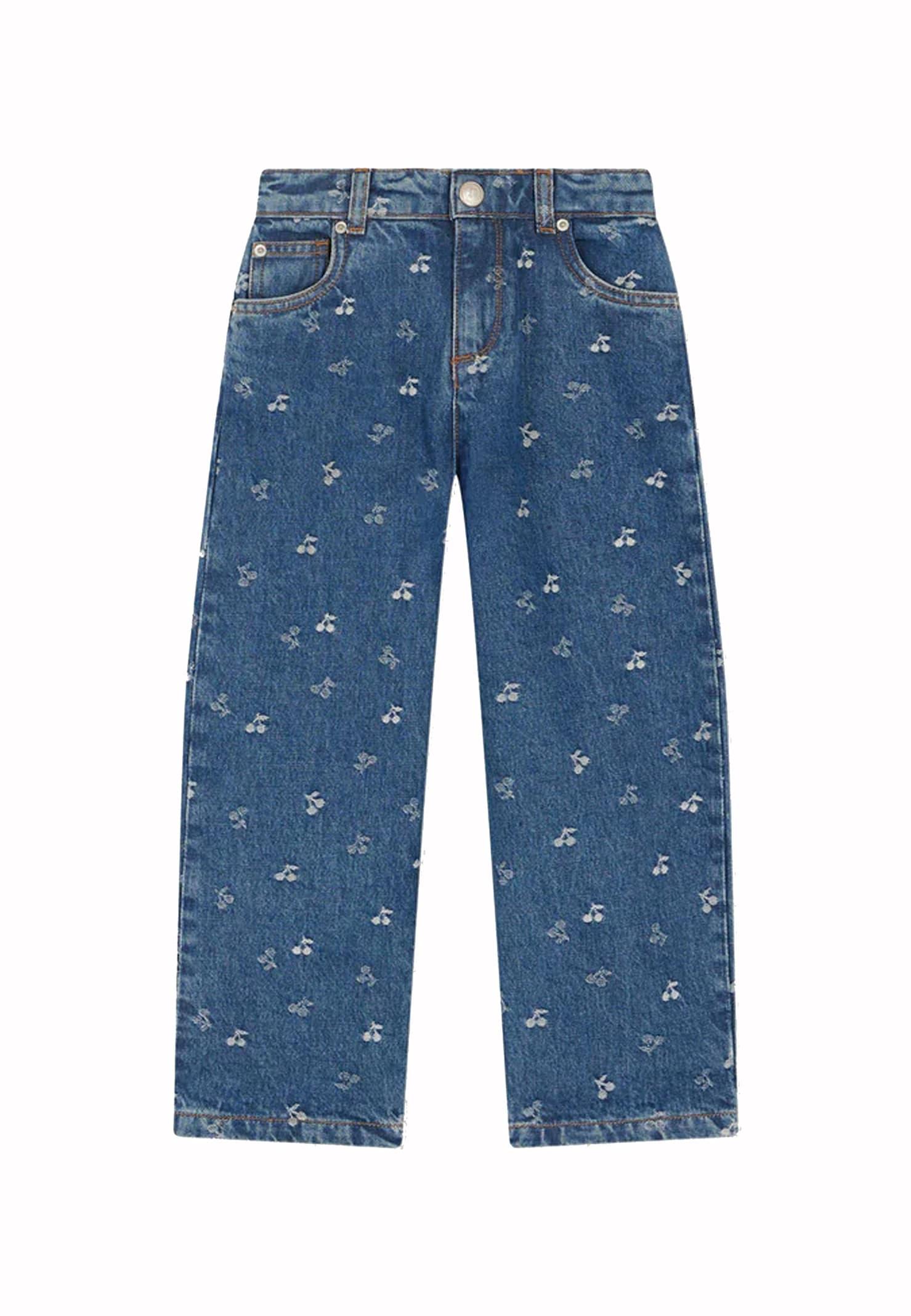 bonpoint denim jeans for girl with cherries