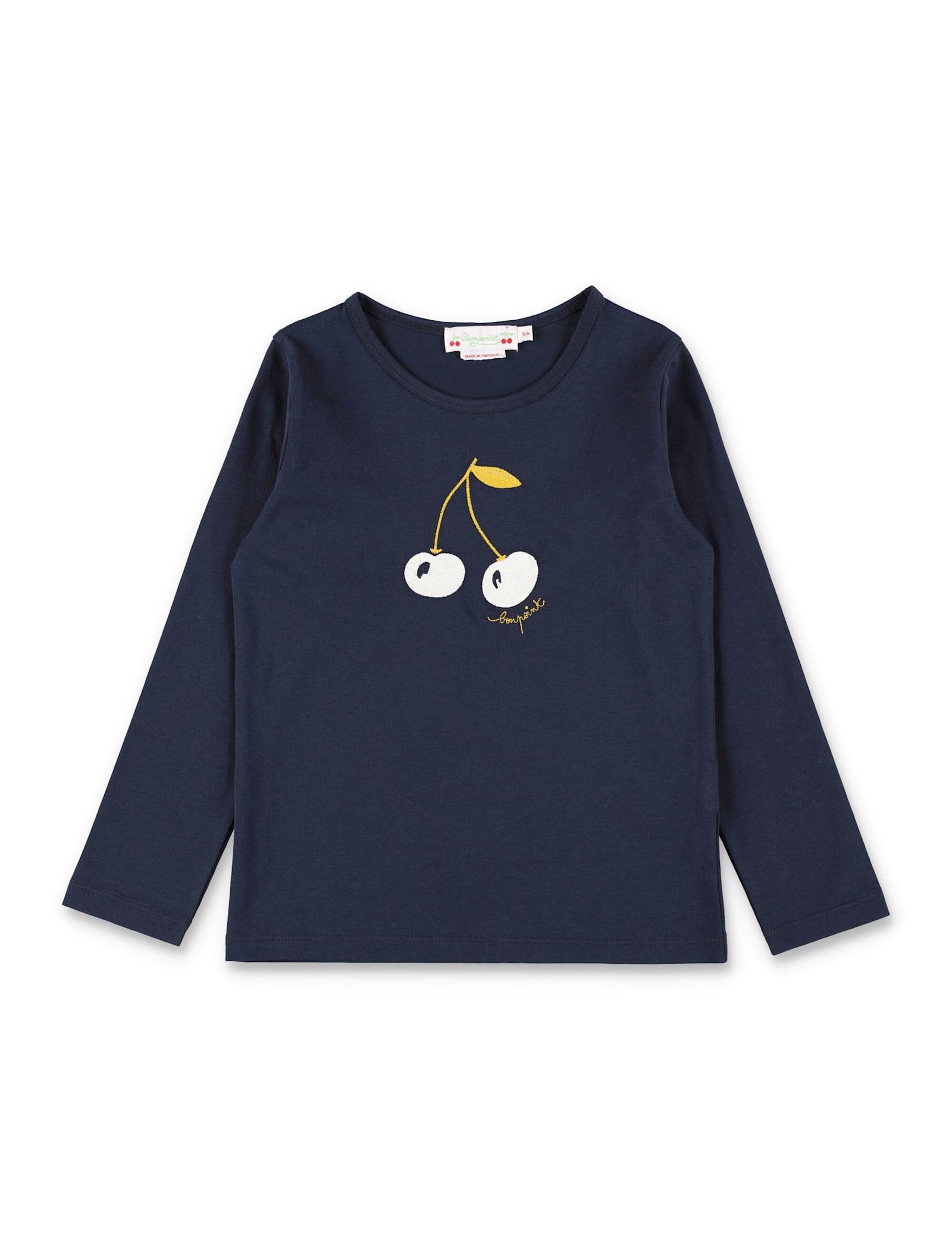 bonpoint girls tidjiane organic cotton t-shirt with cherry embroidery