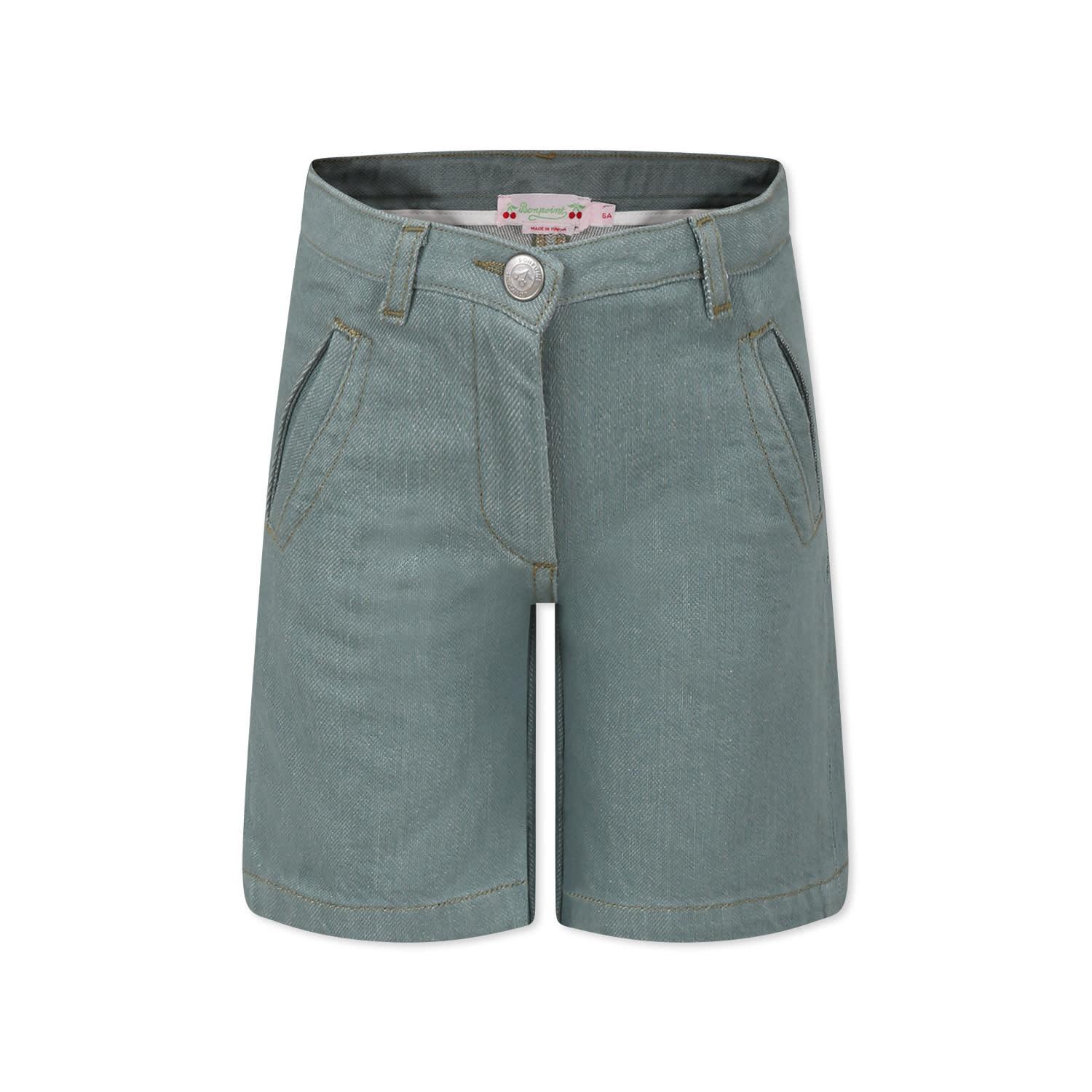 bonpoint green shorts for girl with cherries