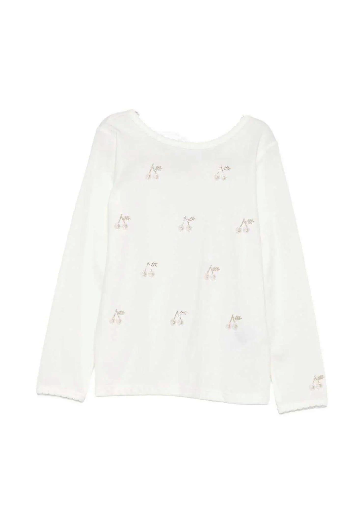 bonpoint ivory t-shirt for girl with cherries