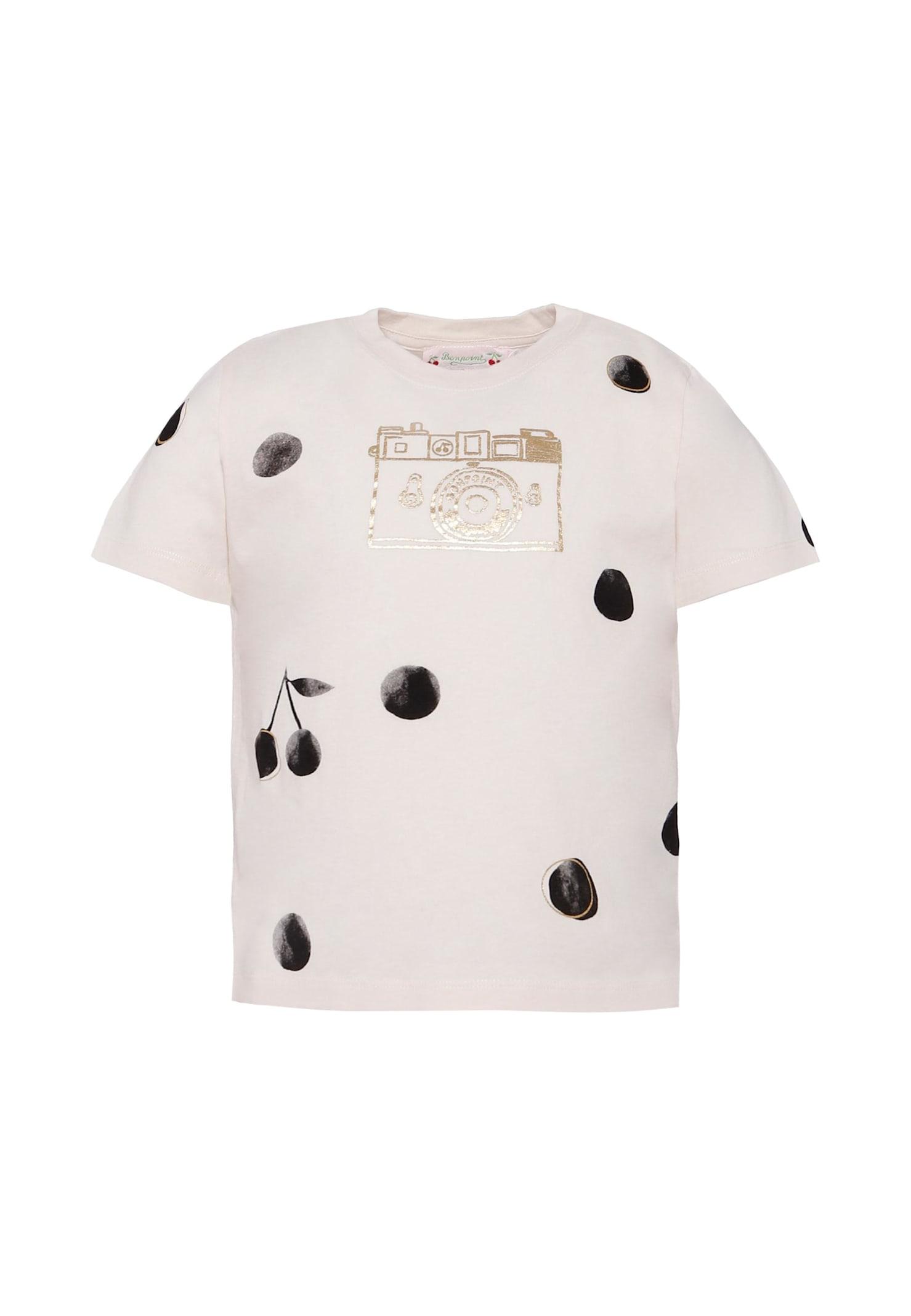 bonpoint ivory t-shirt for girl with print