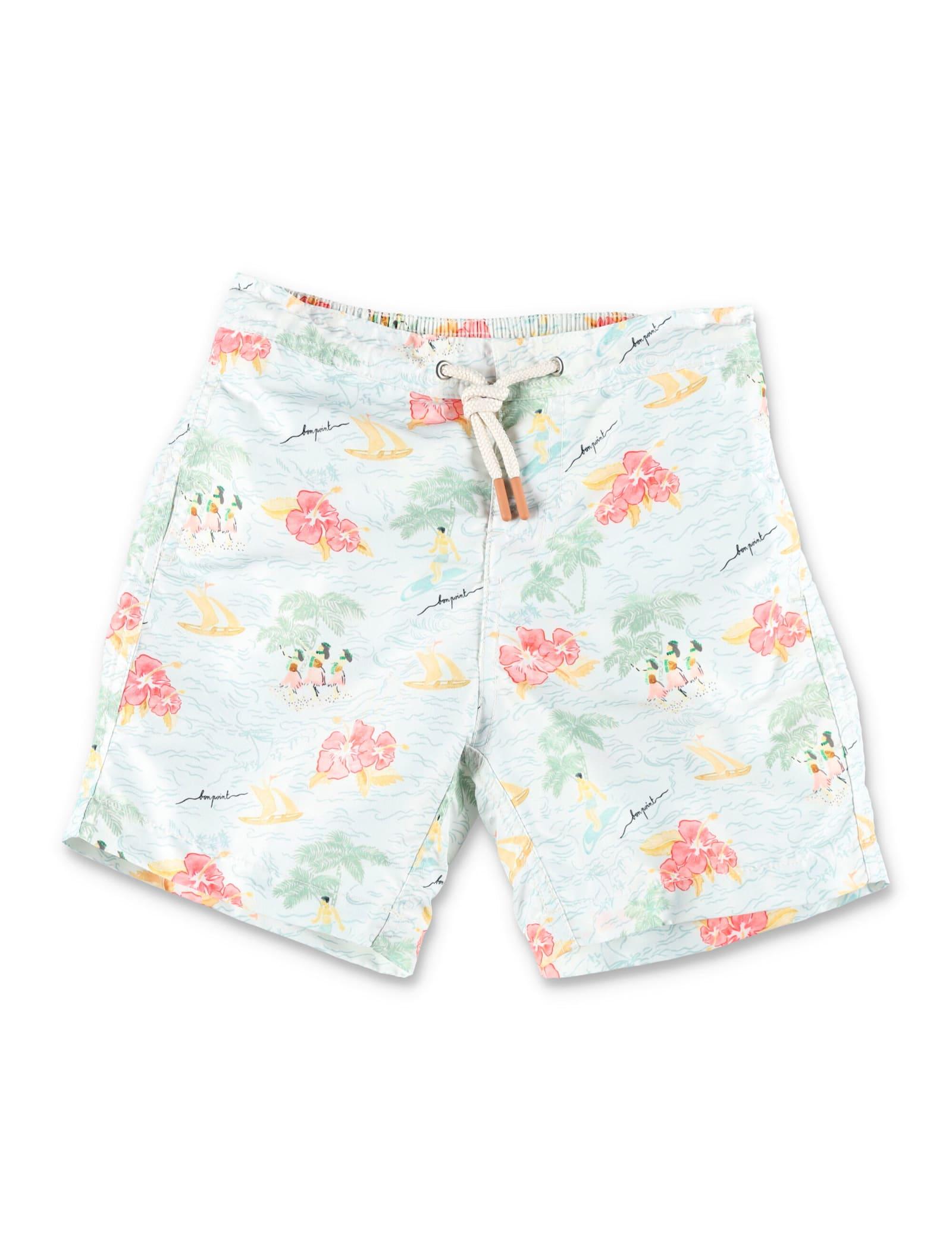 bonpoint kid - ariel drawstring printed swim shorts
