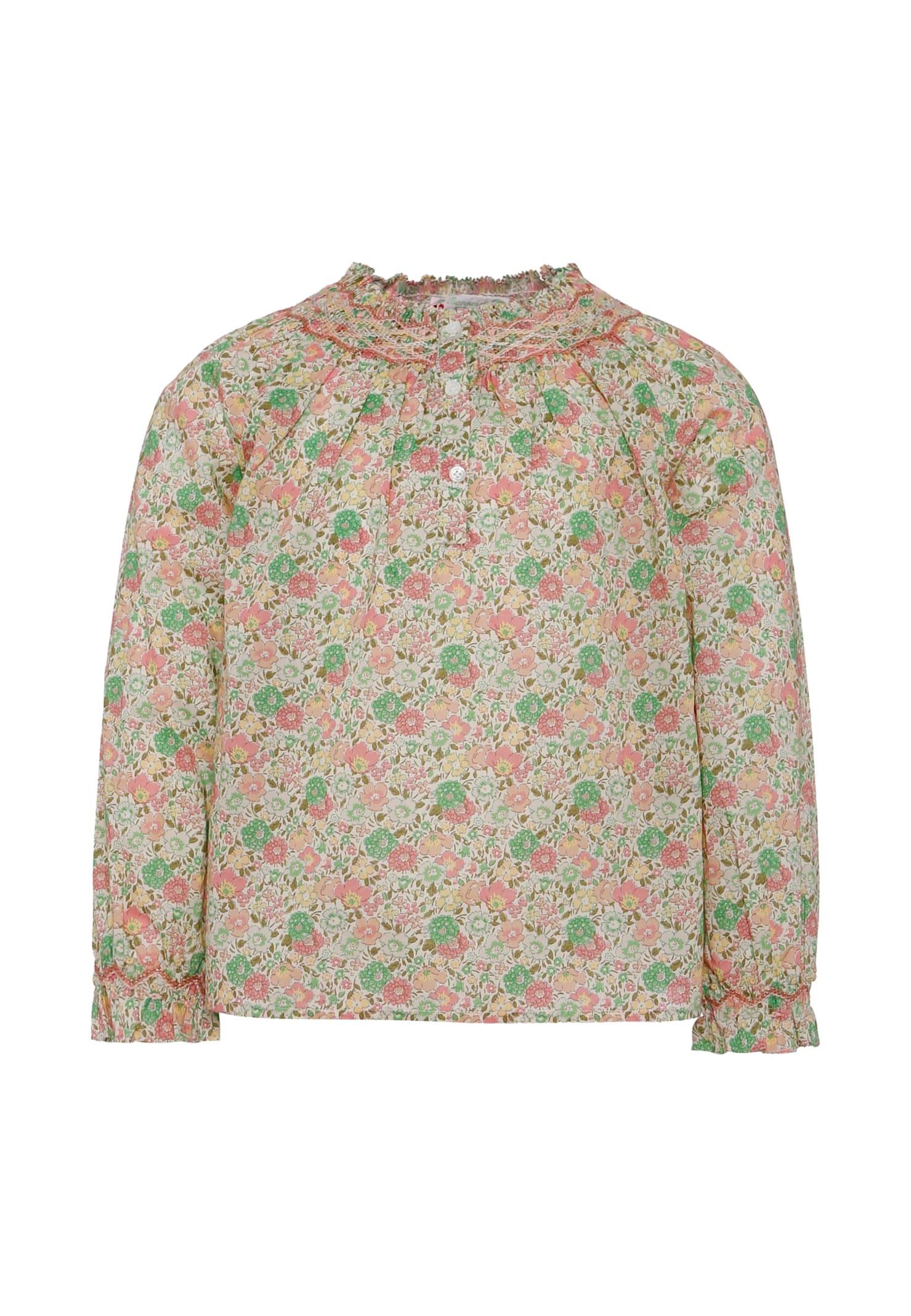 bonpoint multicolor shirt for girl with floral print