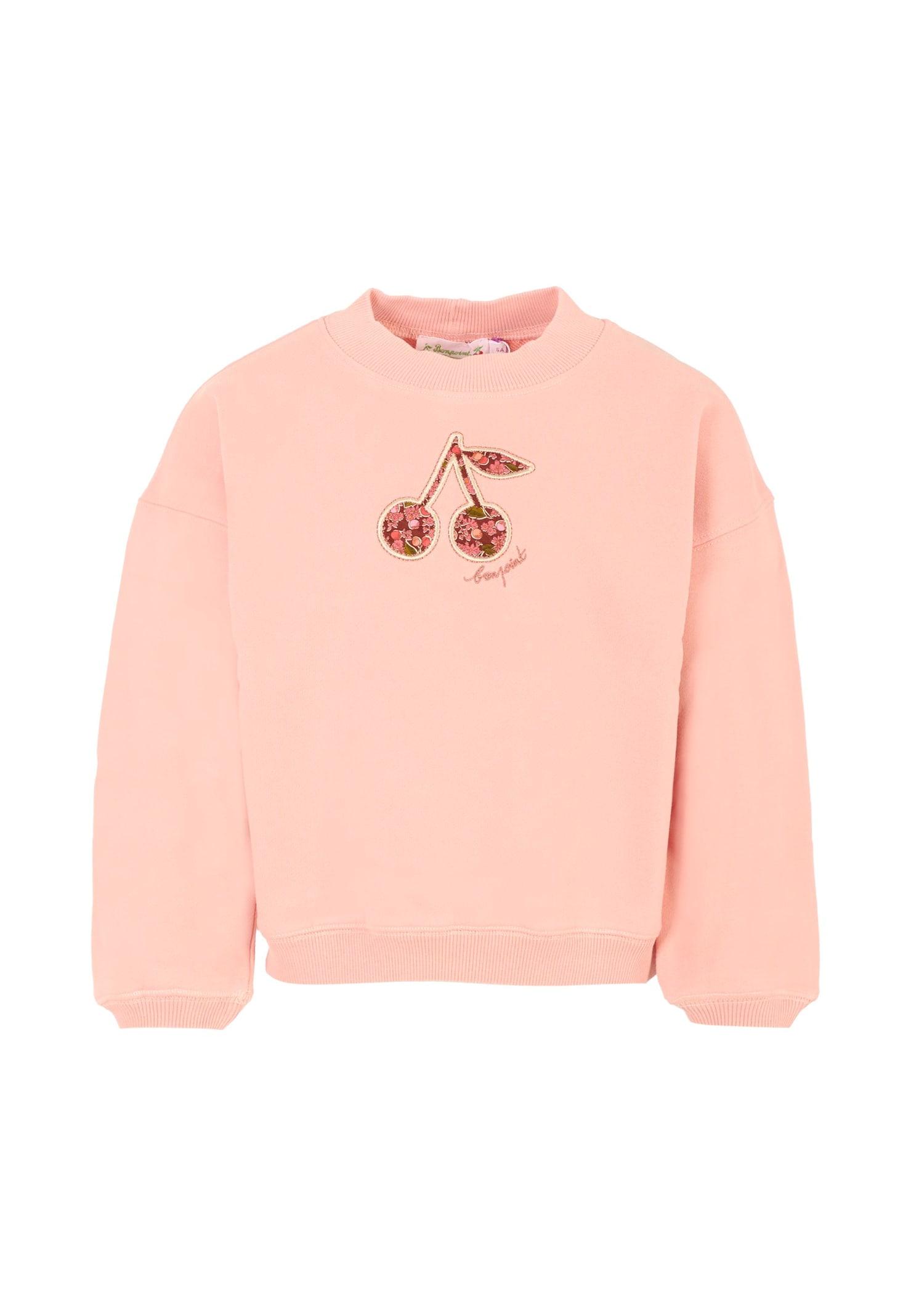 bonpoint pink sweatshirt for girl with cherries