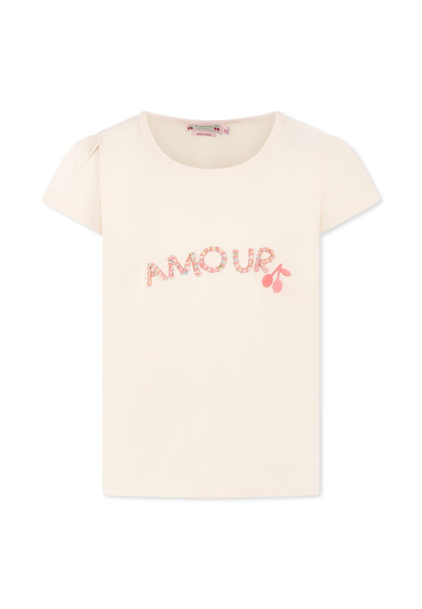 bonpoint pink t-shirt for girl with writing
