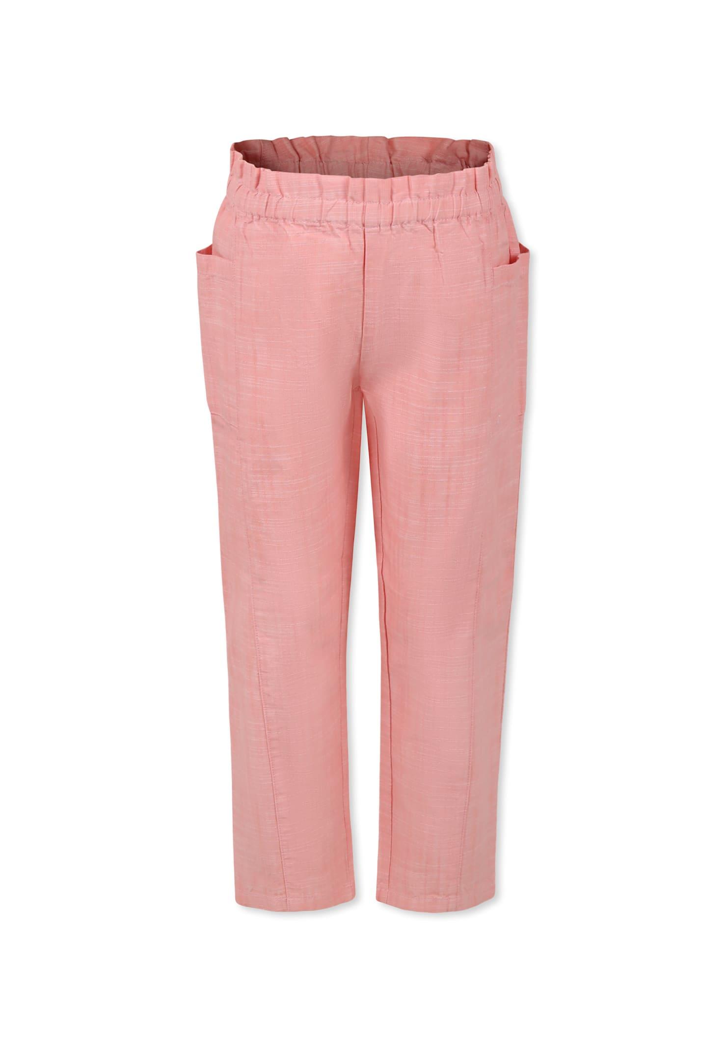 bonpoint pink trousers for girl with cherries