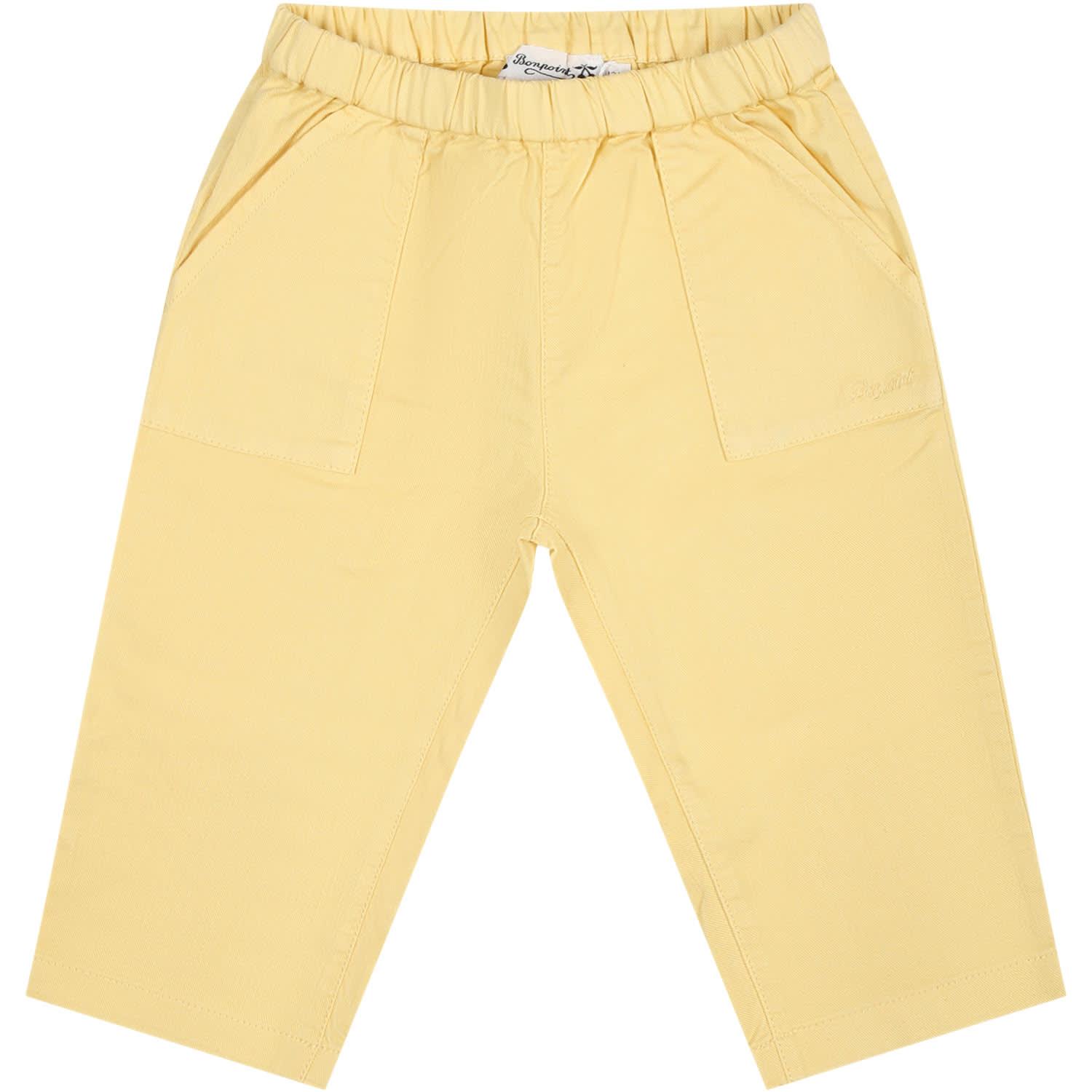 bonpoint yellow trousers for baby boy with logo