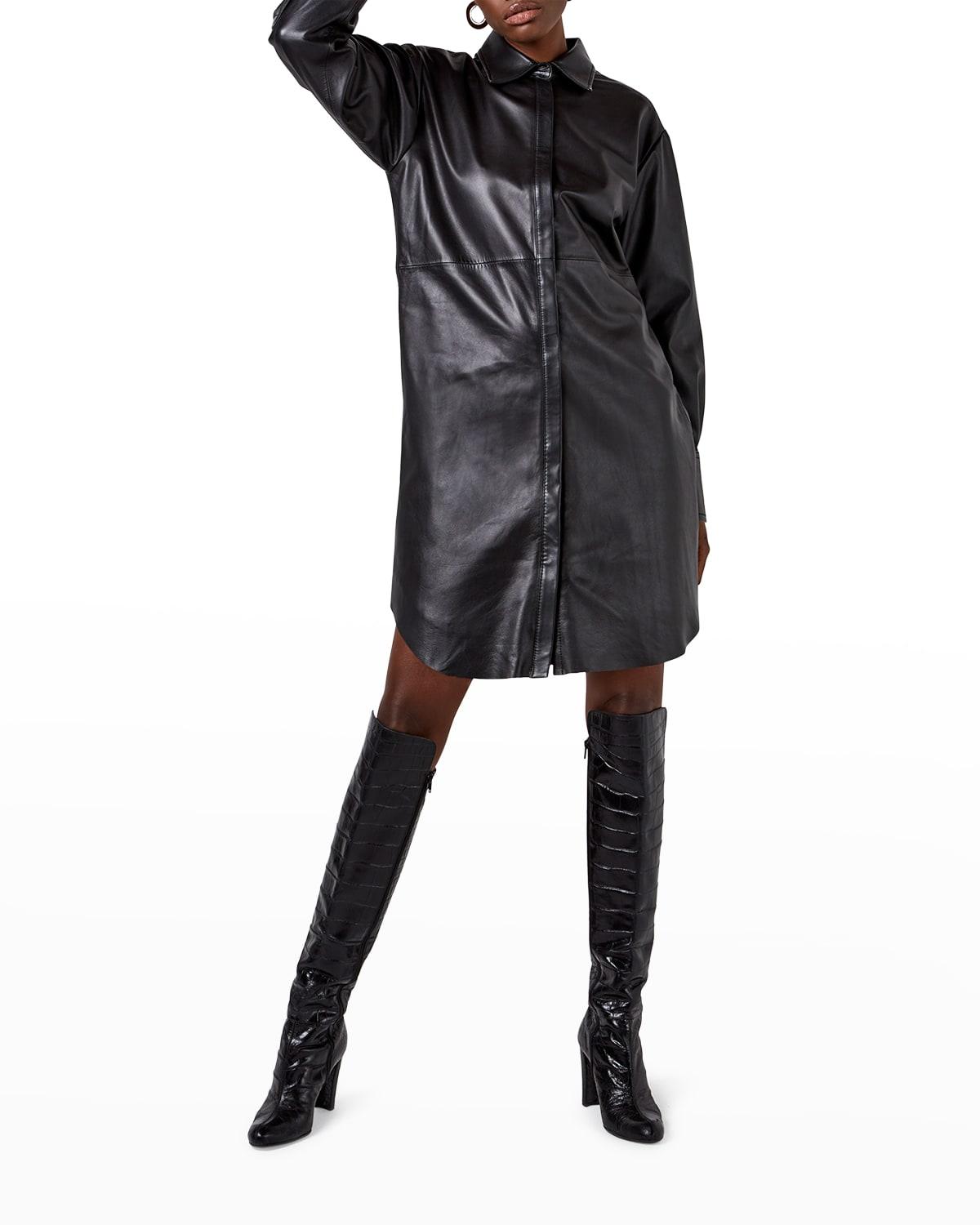 bonsoir recycled leather shirtdress