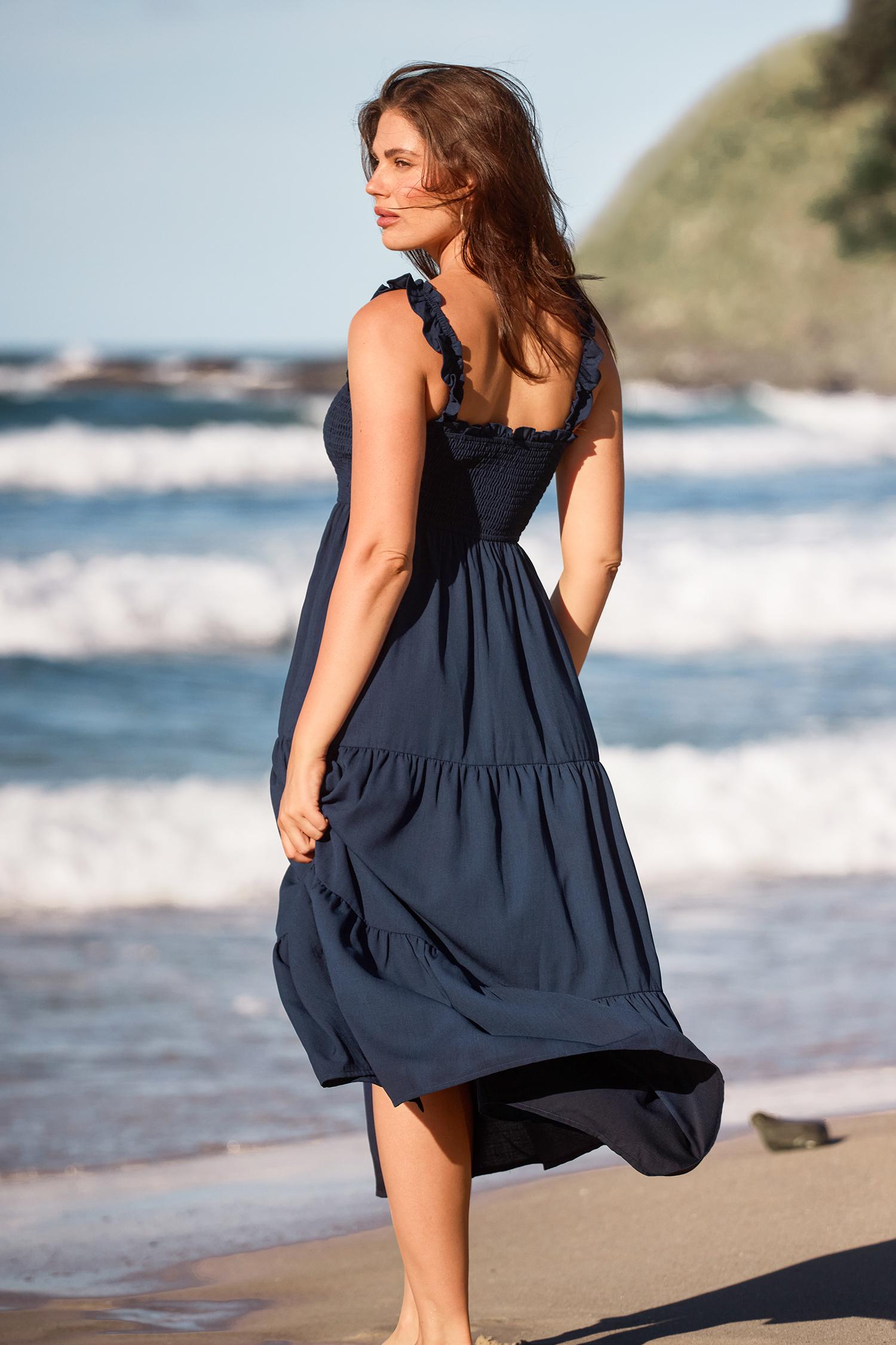 bonus points blue maxi dress - l