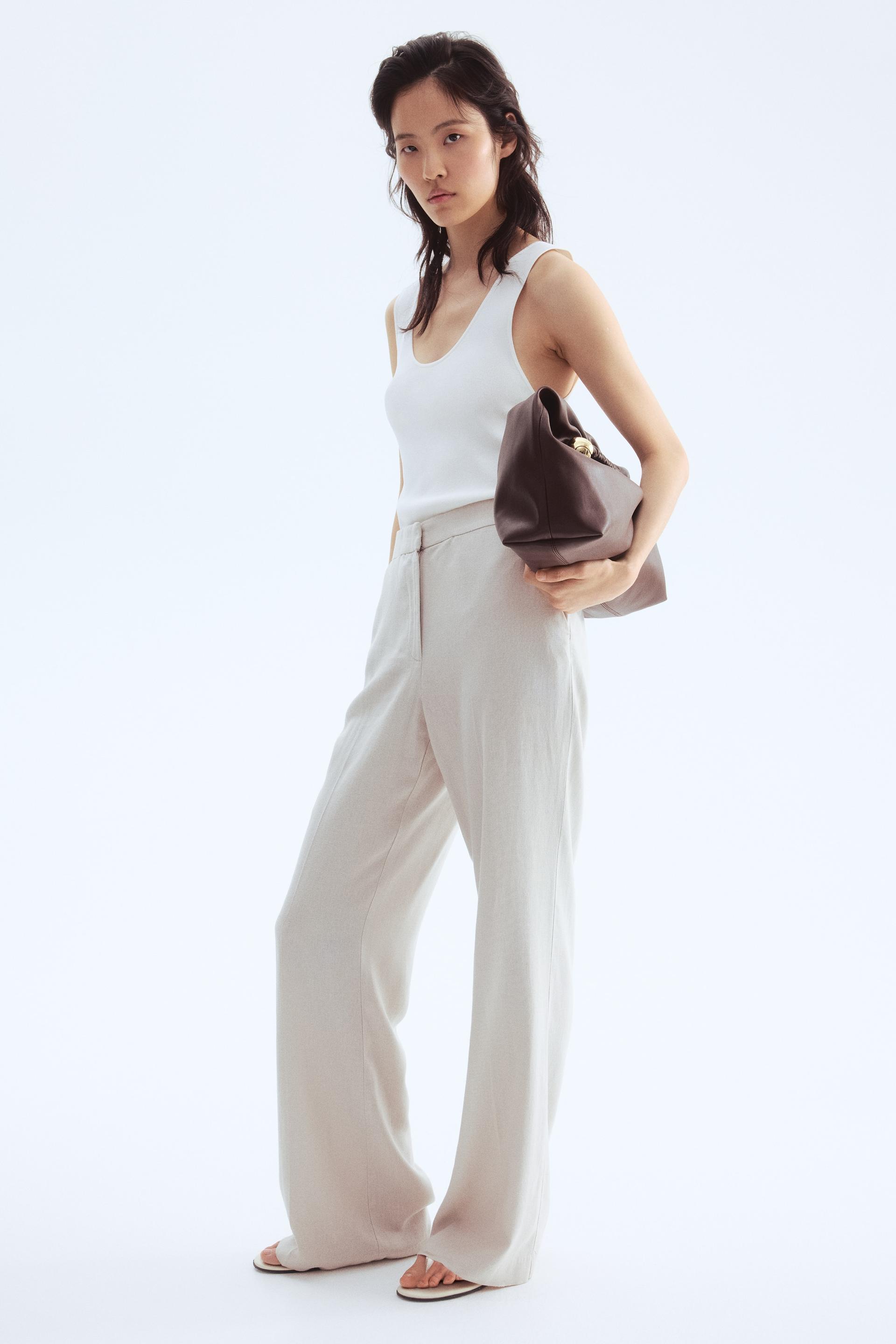 bootcut linen-blend pants