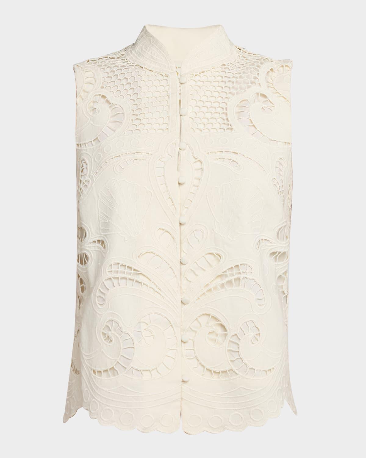bora bora scalloped embroidered cotton top
