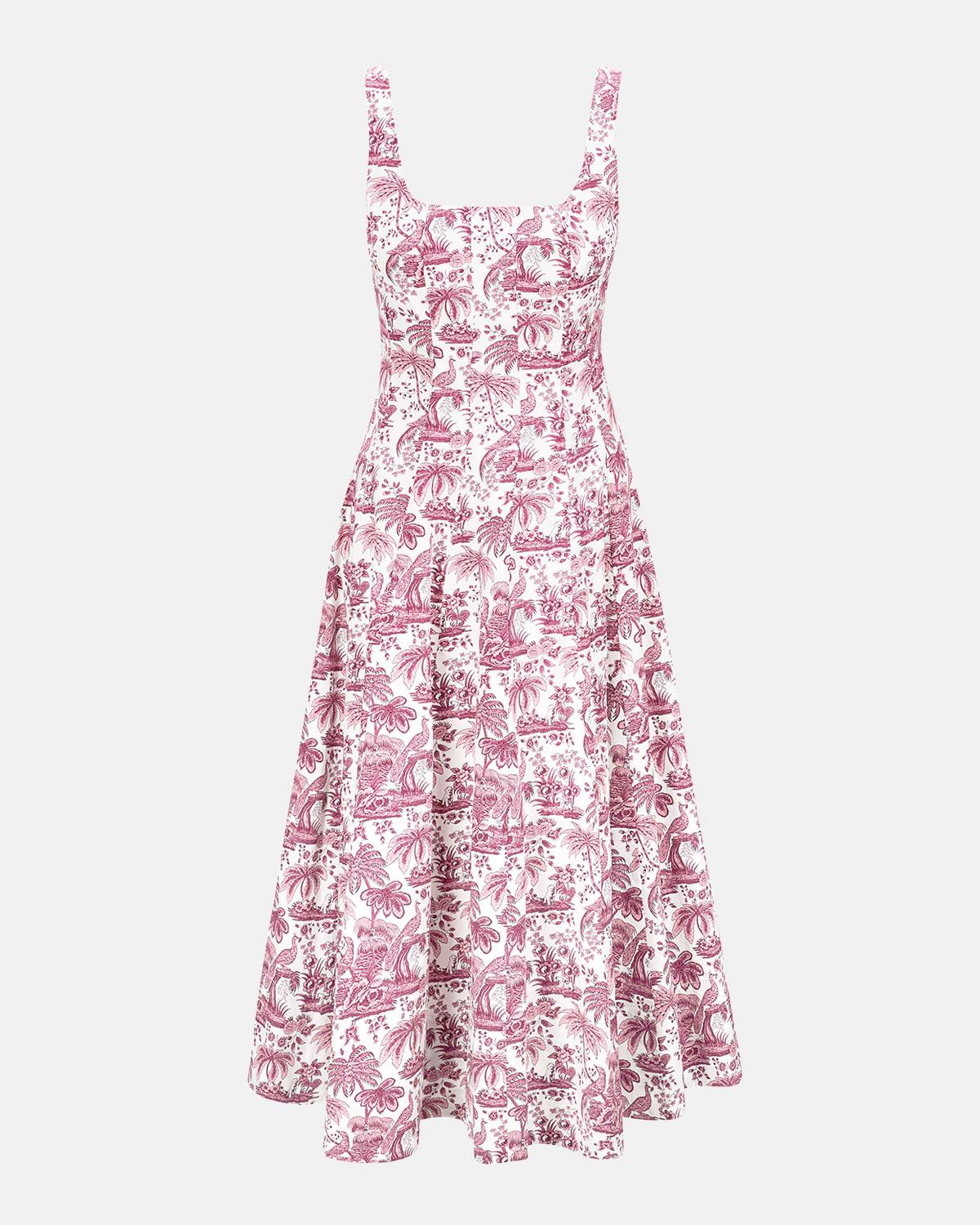 bordeaux toile wells midi dress
