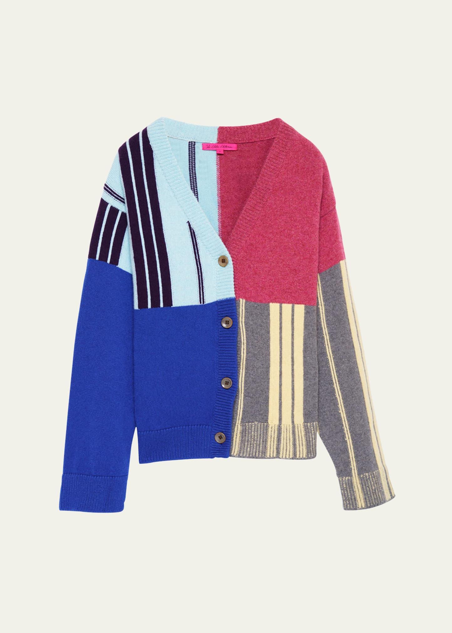 border stripe cashmere cardigan