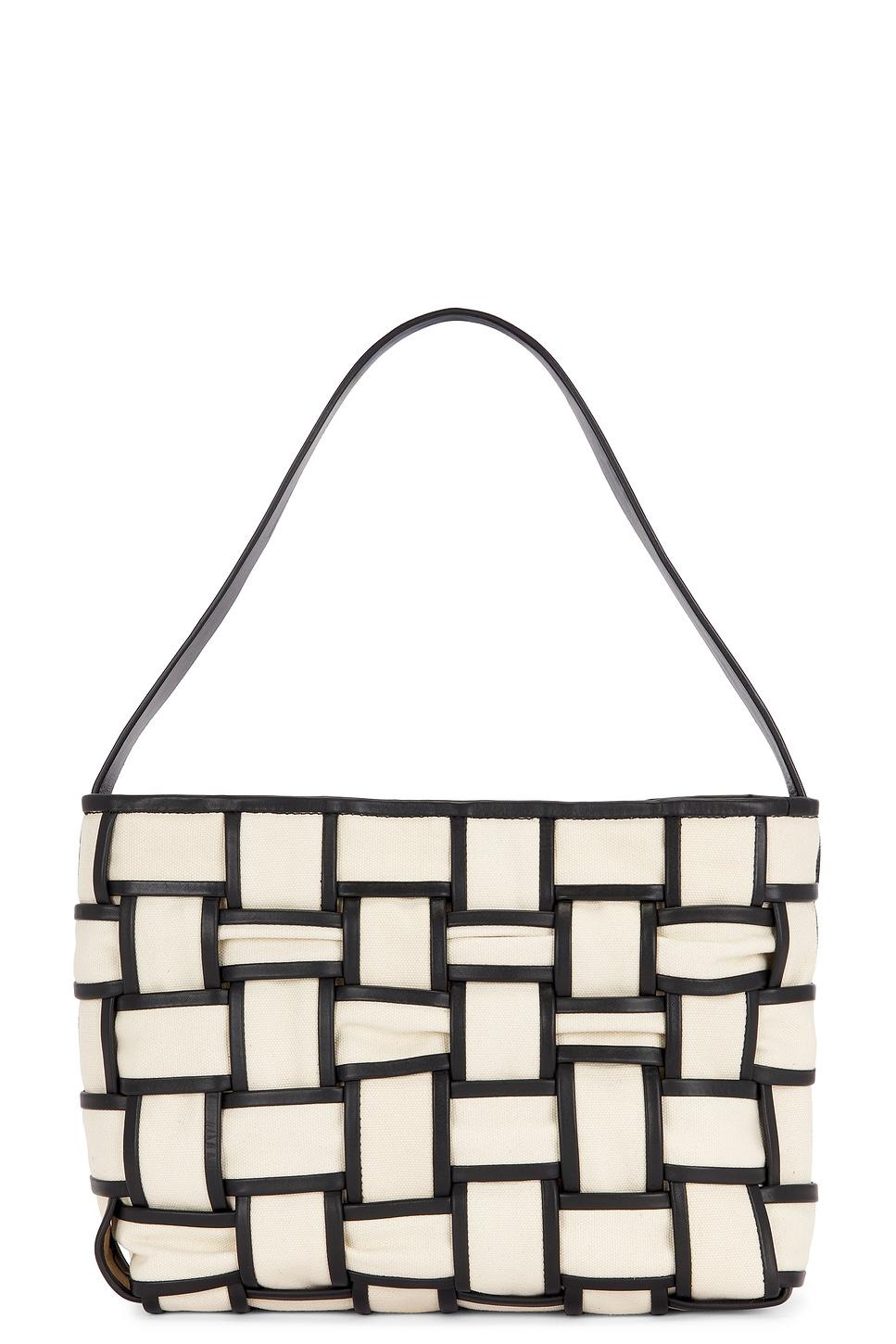 border woven mini tote