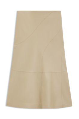 boss a-line skirt in nappa leather - light beige women's skirts