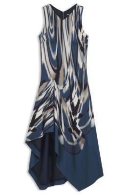 boss asymmetric-hem dress in printed twill - patterned women's business dresses