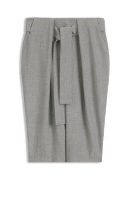 boss belted skirt with pleat front - silver women's business skirts
