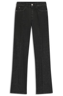 boss black slim-fit jeans in marble-structured stretch denim - dark grey women's pants