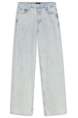 boss blue boyfriend-fit jeans in rigid denim - light blue women's pants